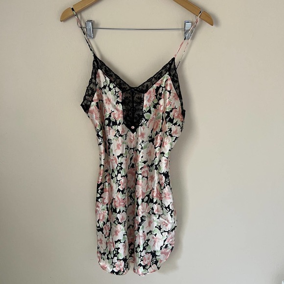 Fantasies by Morgan Taylor Slip Dress & Robe Set Lace Floral Print Size S - Picture 7 of 16